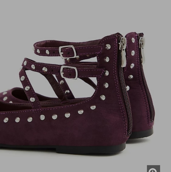 Torrid Purple Burgundy Studded Flats, 8.5WW - Picture 3 of 5